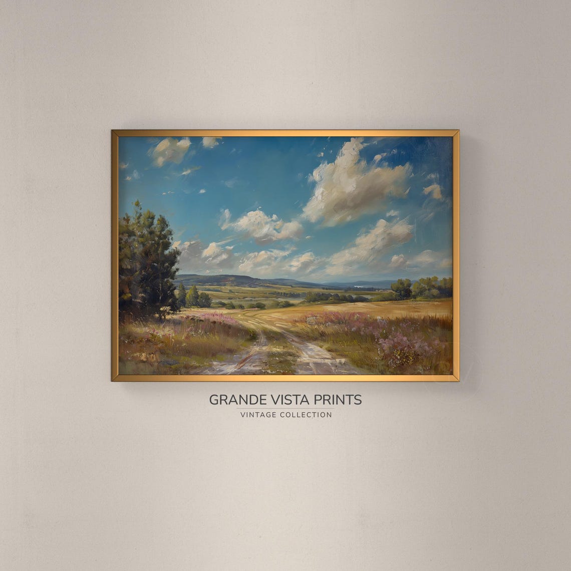 Spring River Valley Landscape Painting Wall Art Instant Art Print Gv4021