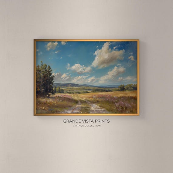 Spring River Valley Landscape Painting Wall Art Instant Art Print Gv4021