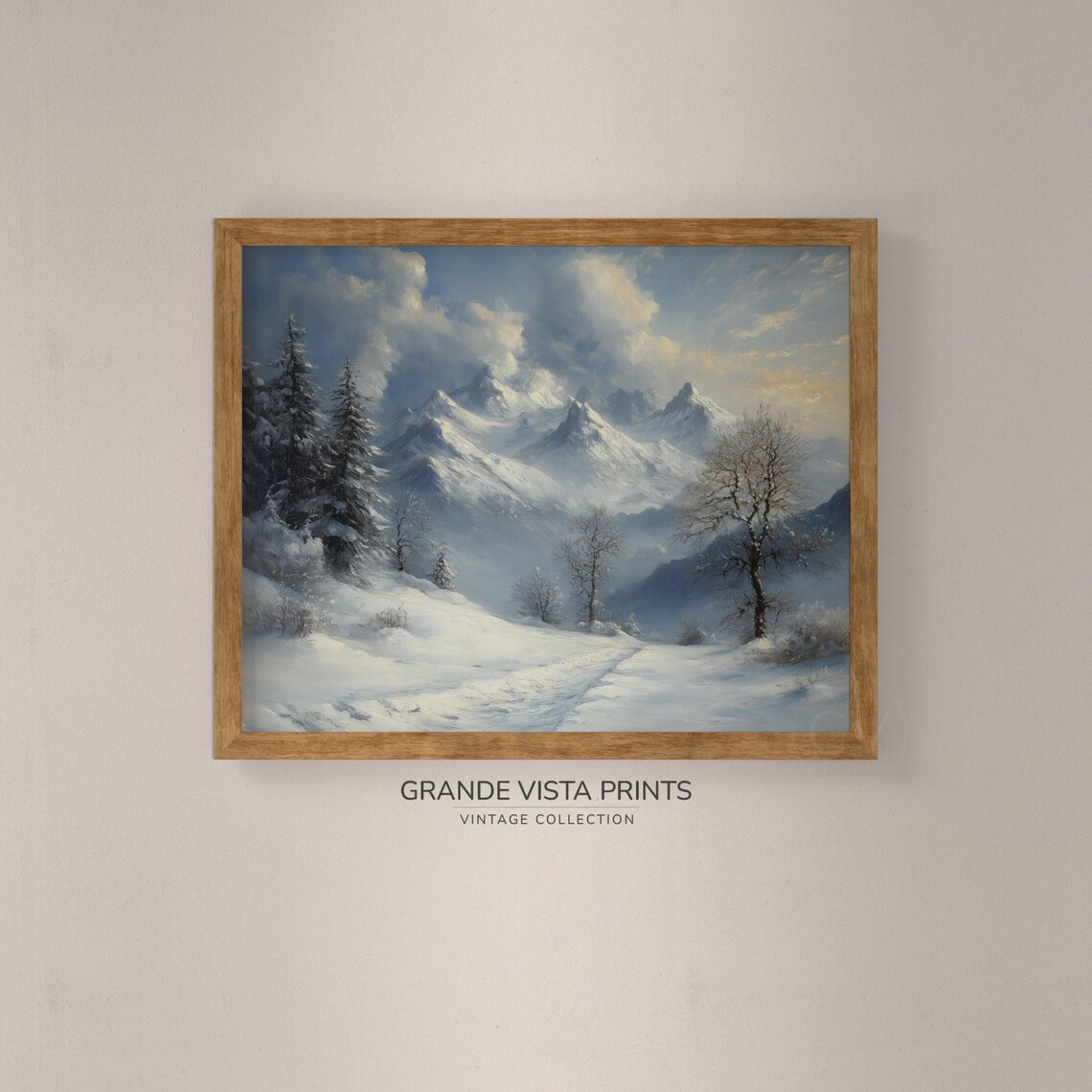 Winter Mountain Range Wall Art Winter Forest Landscape Artwork Winter Mountain Landscape Painting Gv4750 - Image 4