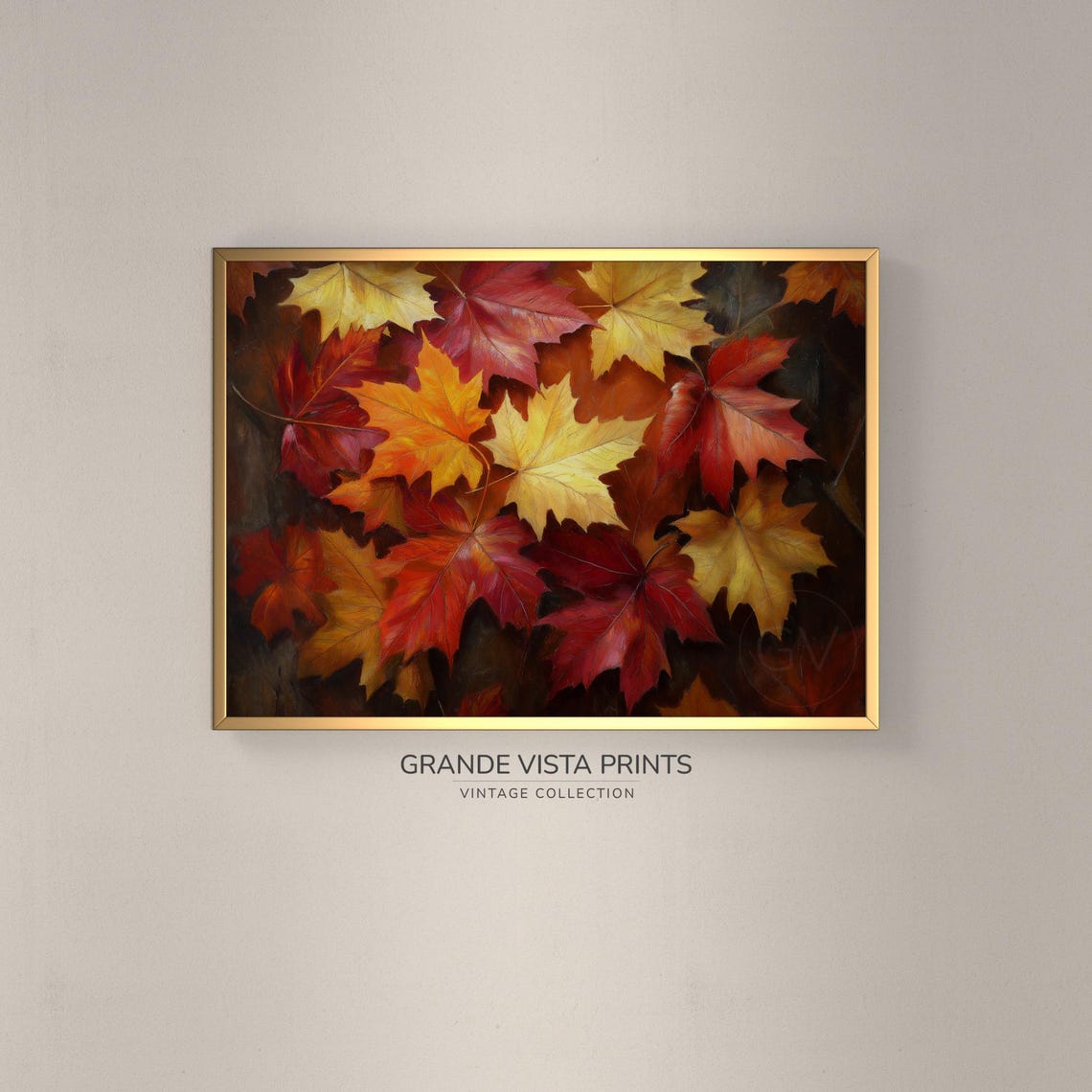 Colorful Maple Leaves Rich Red Orange Fall Foliage Painting Poster