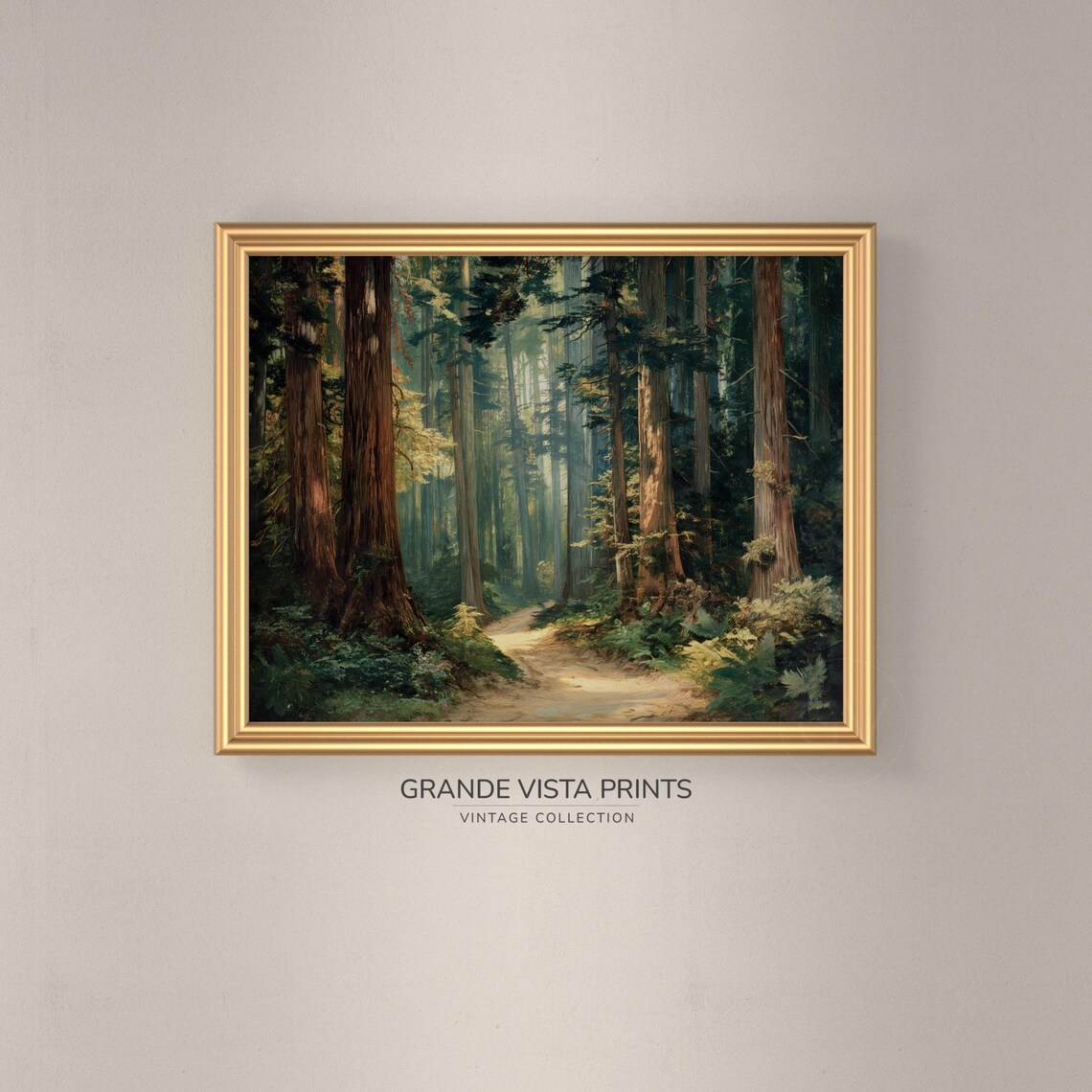 Redwood Forest Path Art Print, Woodland Landscape - Image 3
