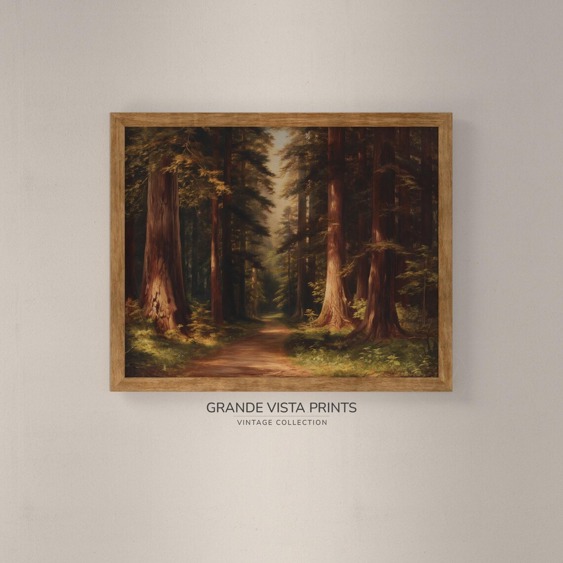 Redwood Forest Path Landscape Painting Redwood Forest Path Wall Art Redwood Trees Artwork Gv4372 - Image 4