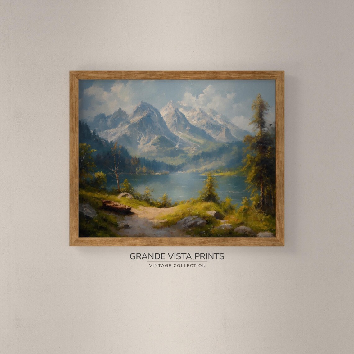 Spring Mountain Lake Vintage Landscape Art Print - Image 4