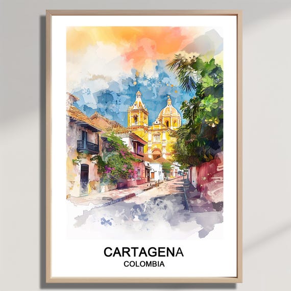 Cartagena Colombia Watercolor Travel Print