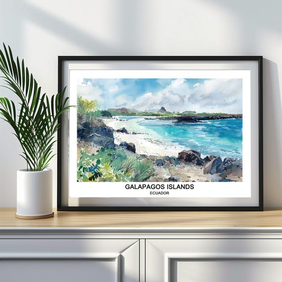 Galapagos Islands Watercolor Print Ecuador Travel Poster