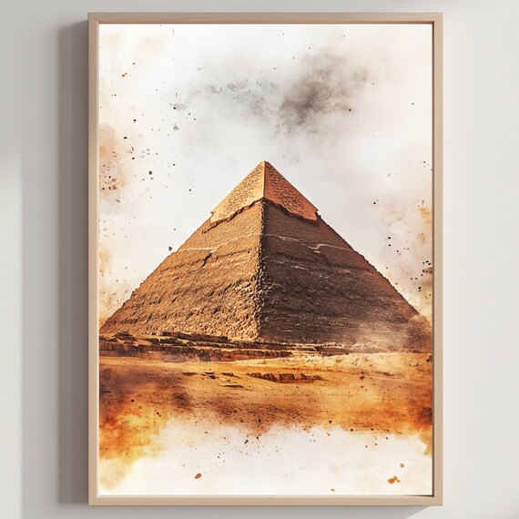 Great Pyramid Giza Egypt Watercolor Desert Ancient Wonder Poster