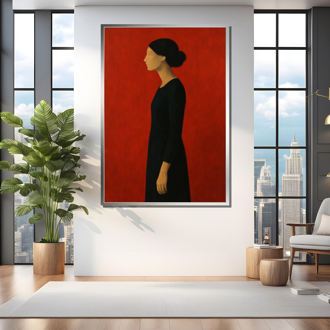 Minimal Woman In Black Dress, Art Print - Image 4