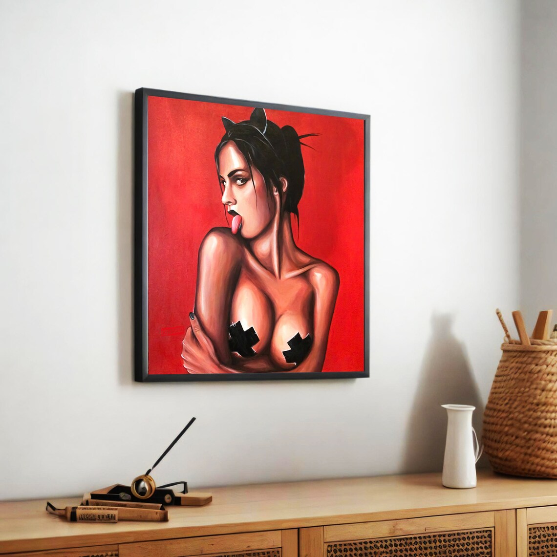 Sensual Woman With Cat Ears, Modern Art Print - Image 5