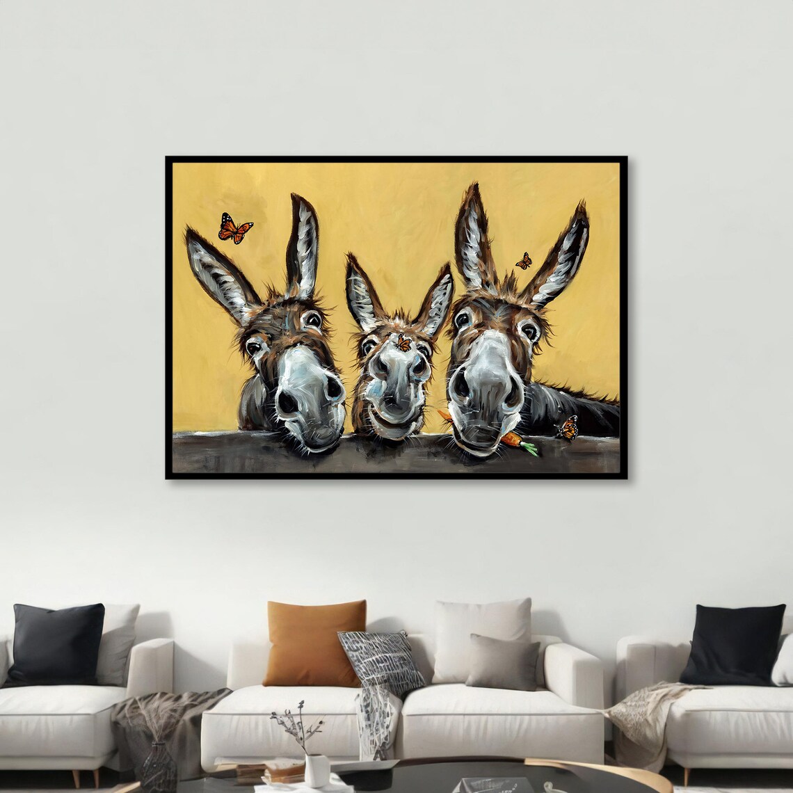 Whimsical Donkey Trio, Humorous Kids Room Art - Image 4