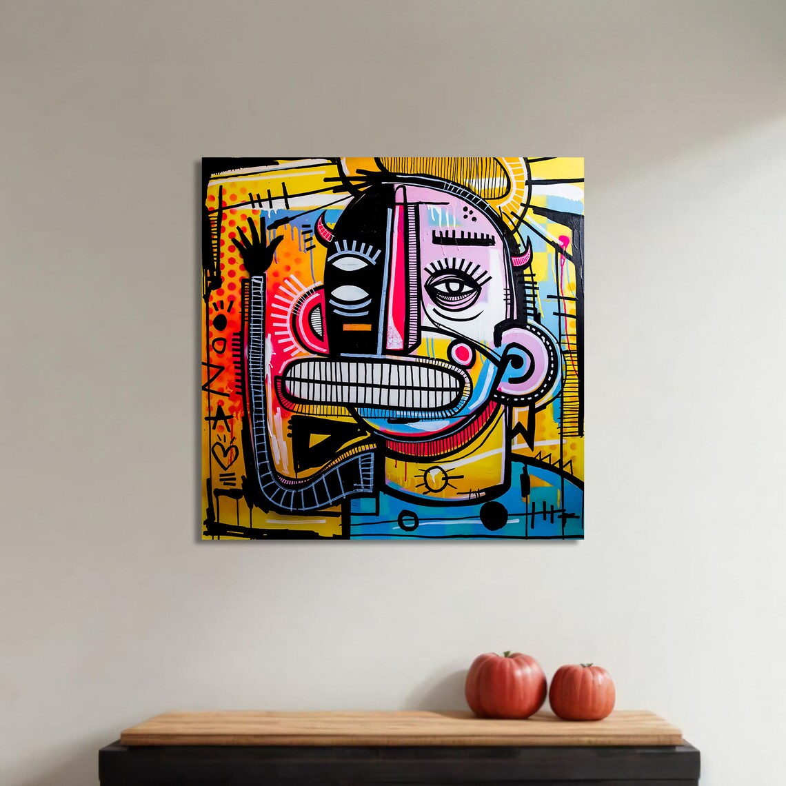 Bold Abstract Face Graffiti Painting, Urban Decor - Image 4