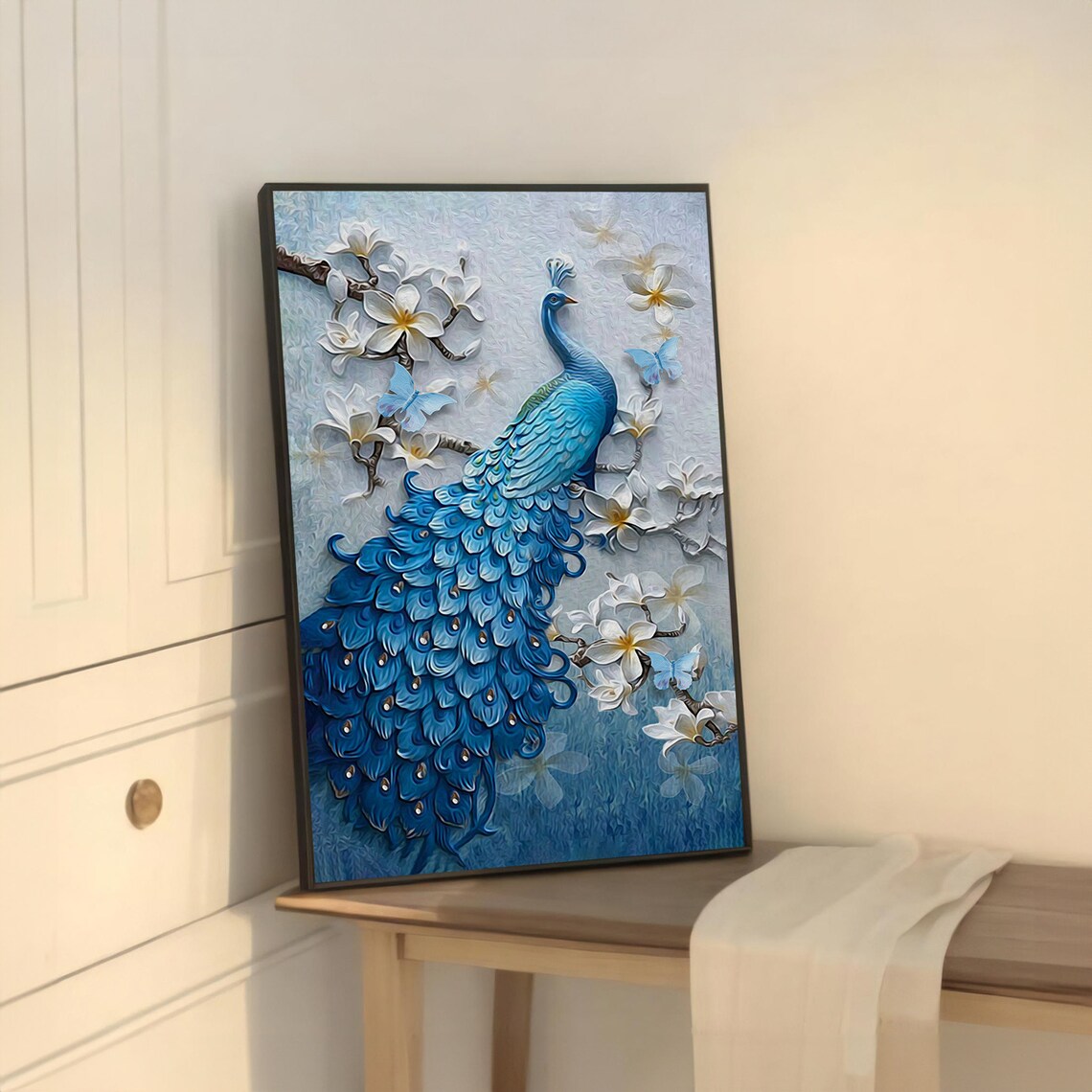 Elegant Peacock Art Print, Graceful Animal Painting - Image 5
