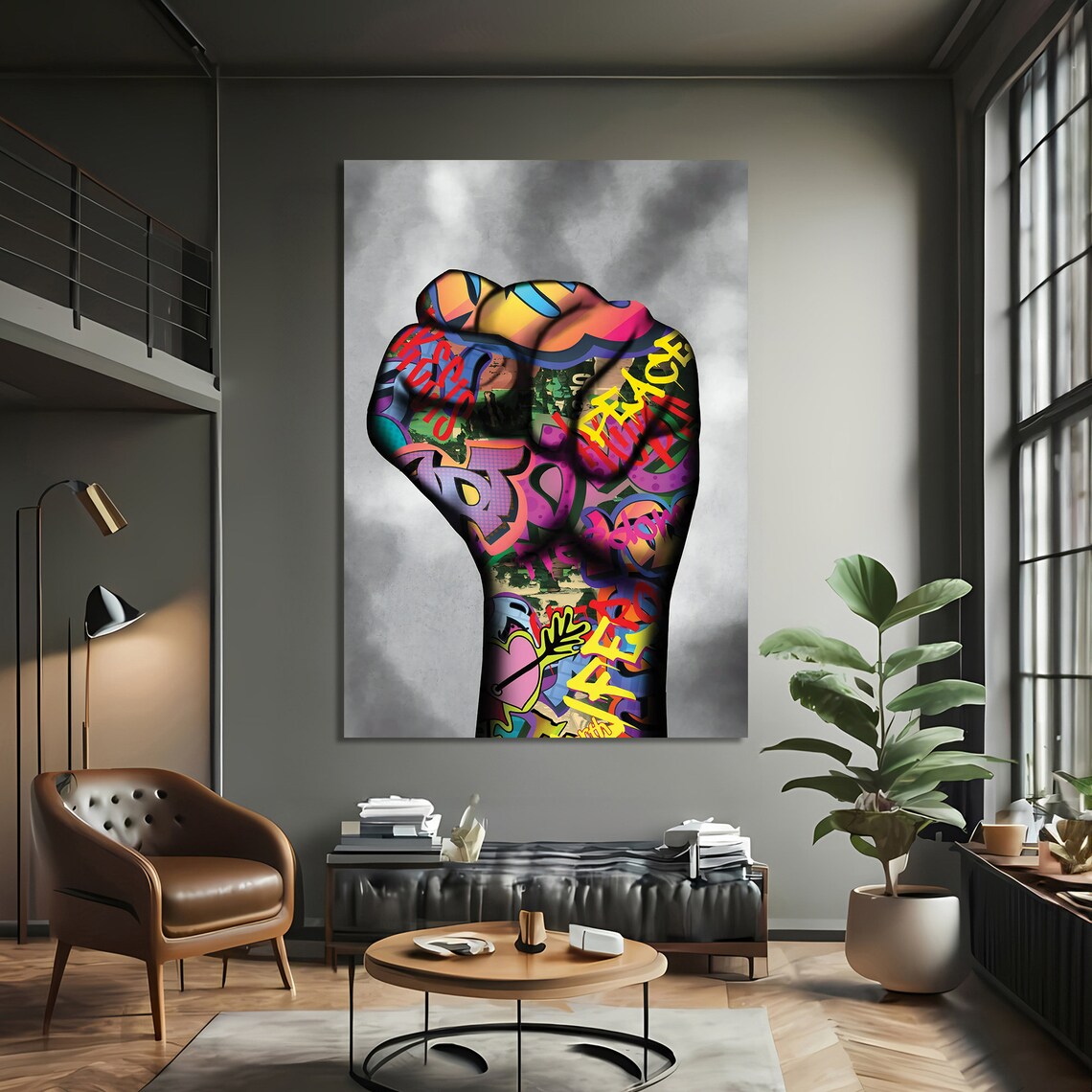 Graffiti Art Power Fist, Empowerment Decor - Image 3