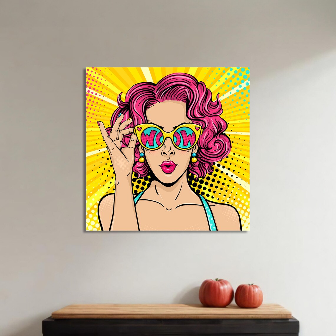 Retro Pop Art Woman, Bright Yellow Fashion Illustration - Image 4