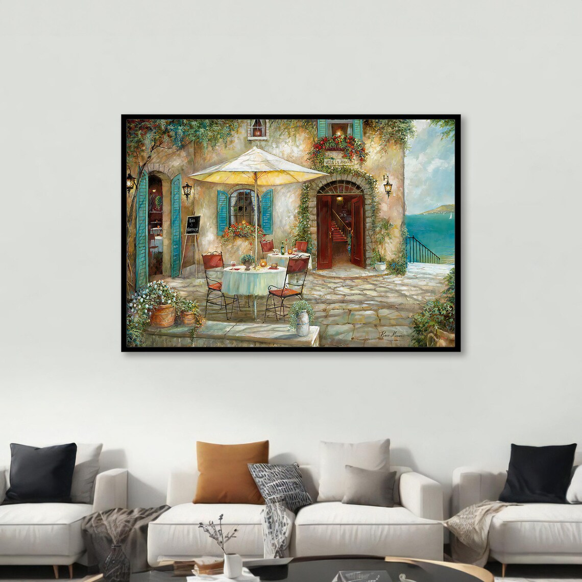 Charming Cafe Terrace, Mediterranean Art Print - Image 2