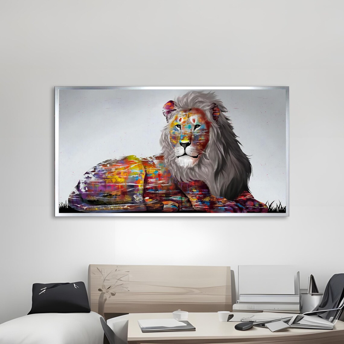 Abstract Lion Painting, Contemporary Animal Art - Image 3
