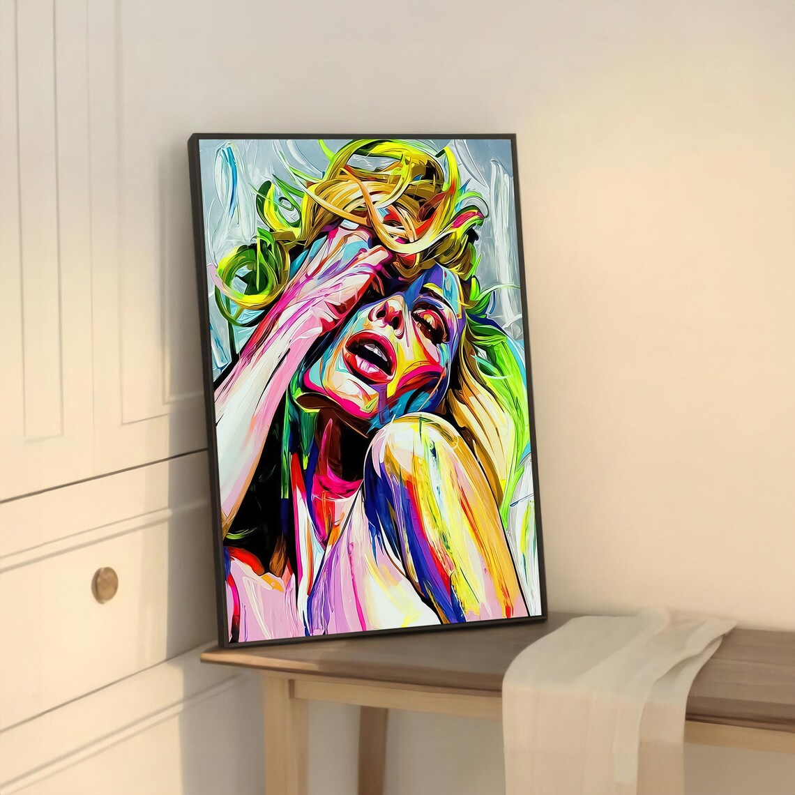 Colorful Abstract Woman, Contemporary Home Decor - Image 5