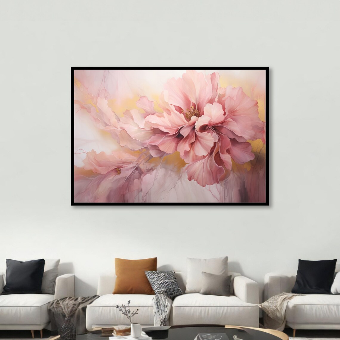 Soft Pink Flower Art, Modern Floral Painting - Image 4