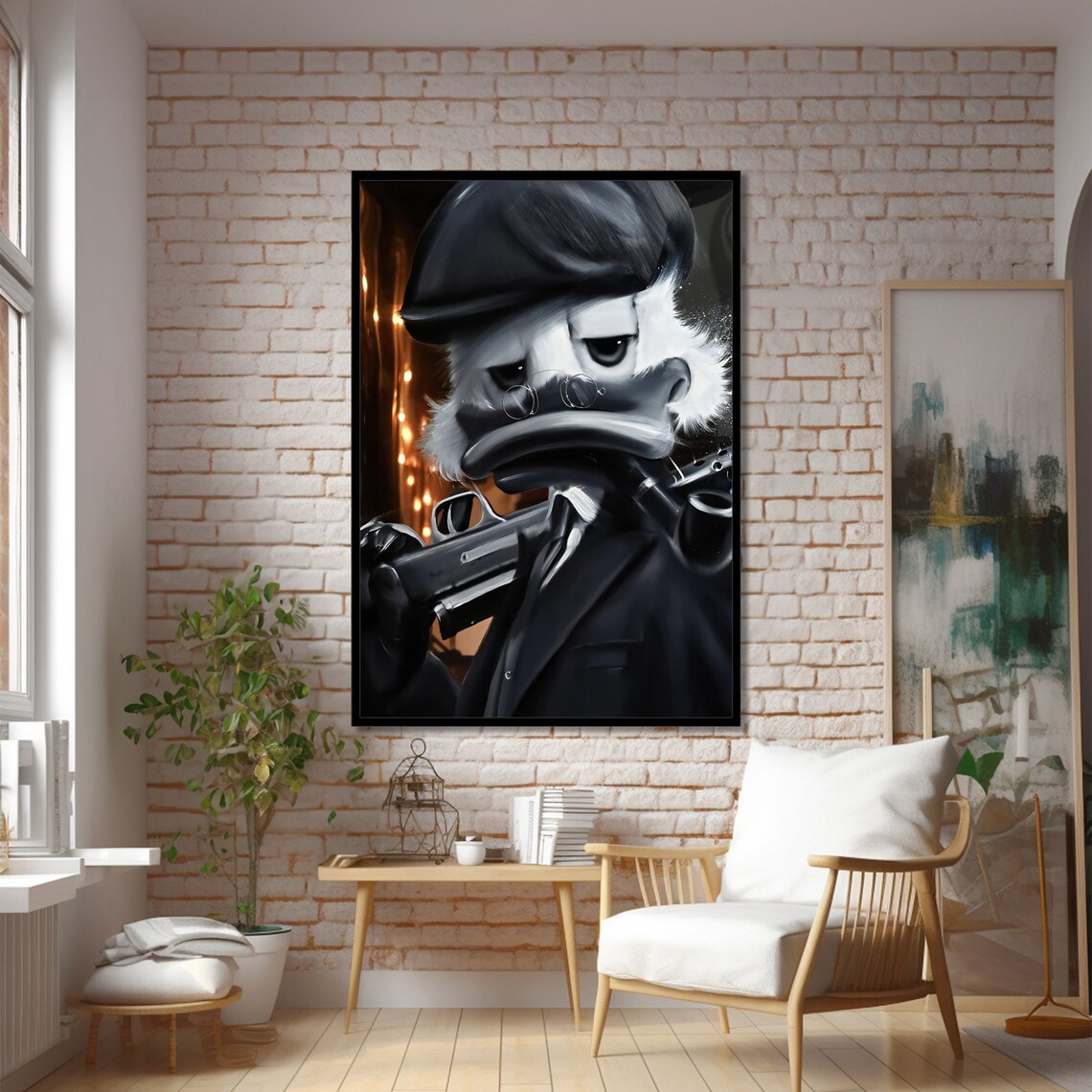 Gangster Duck Graffiti Painting, Bold Urban Decor - Image 2