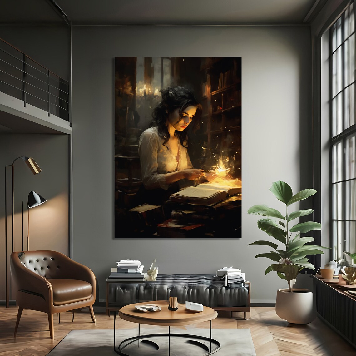 Woman Reading, Modern Art Print, Magical Light - Image 2
