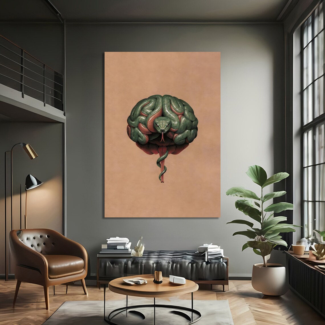 Snake And Brain Fusion, Modern Art Print - Image 2