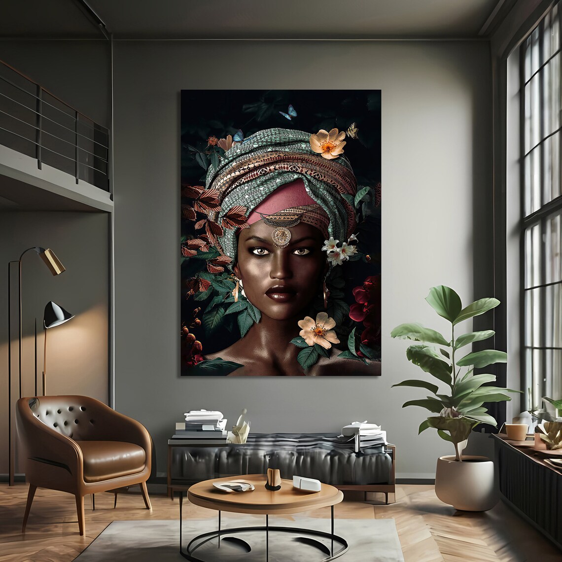 African Woman Portrait, Elegant Ethnic Art - Image 3