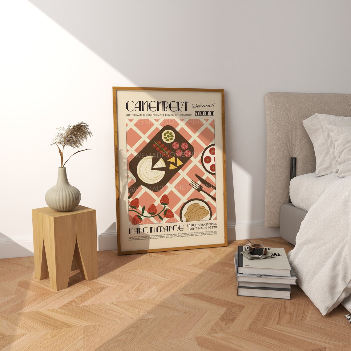 Cheese Poster Camembert Print, Retro Kitchen Art - Image 3
