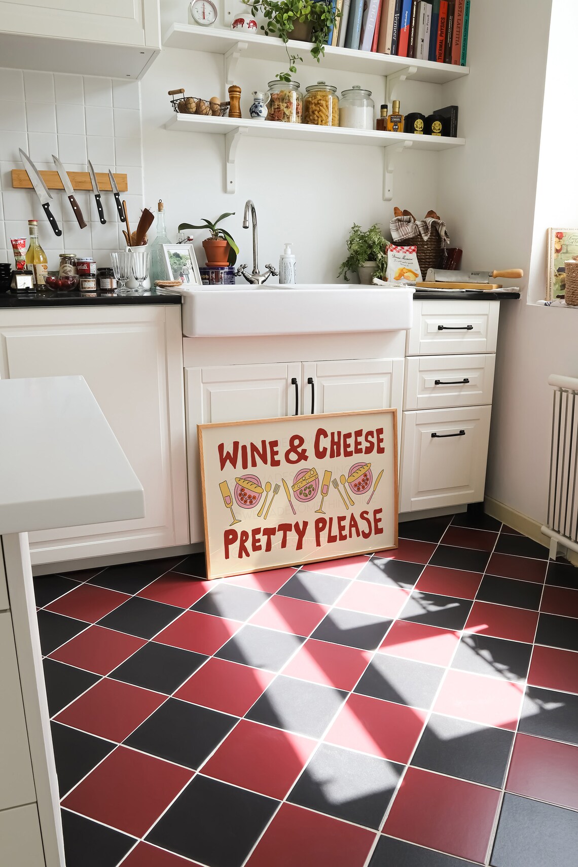 Wine And Cheese Minimalist Kitchen Art Print - Image 2