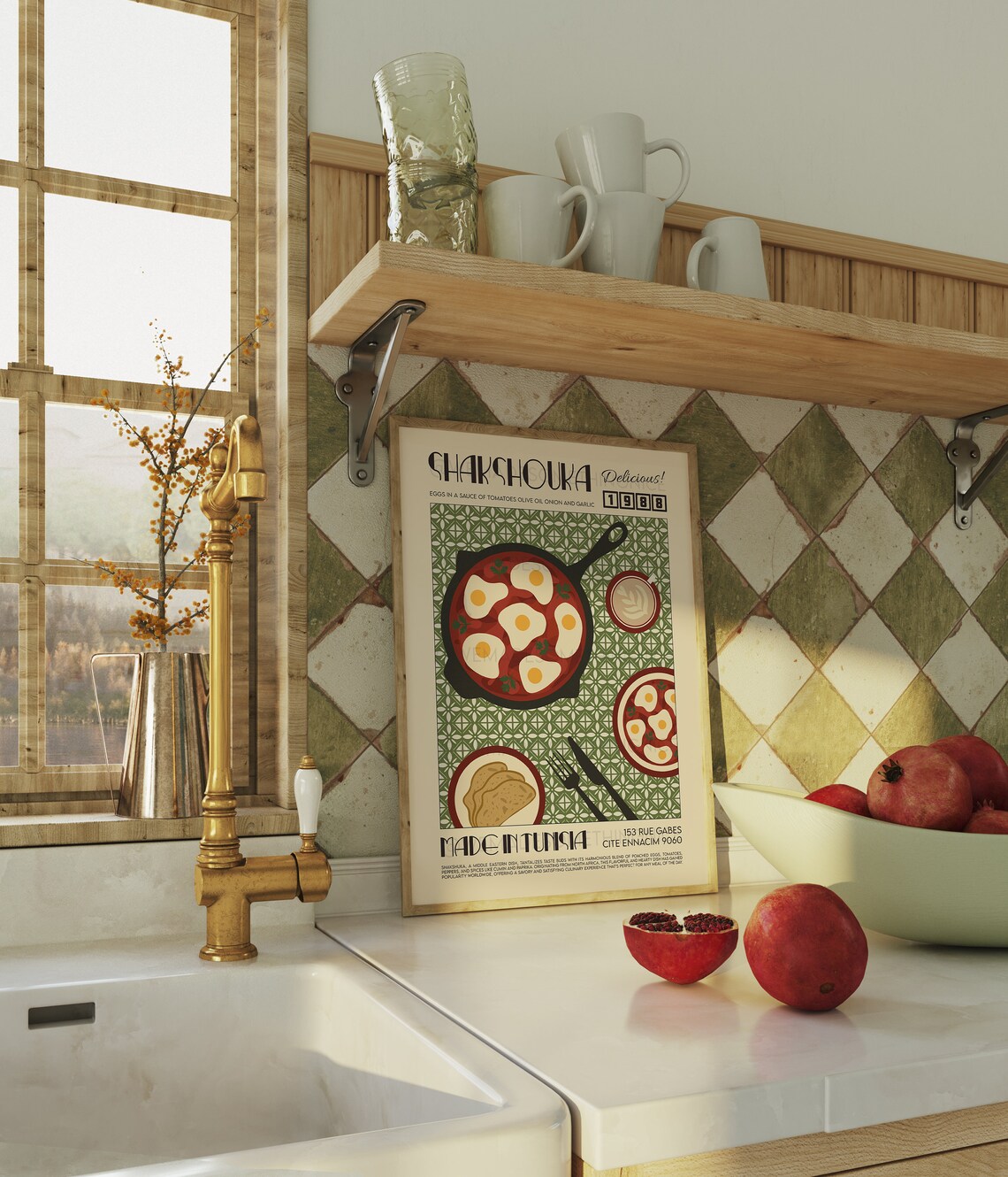 Shakshouka Kitchen Poster, Mid-Century Retro Food Art - Image 4
