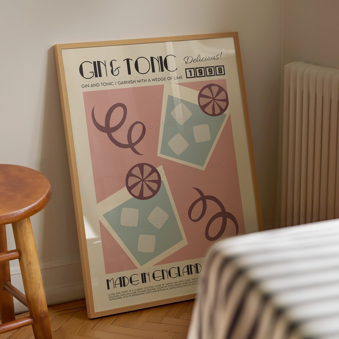 Gin And Tonic Kitchen Art Print, Mid-Century Modern - Image 2