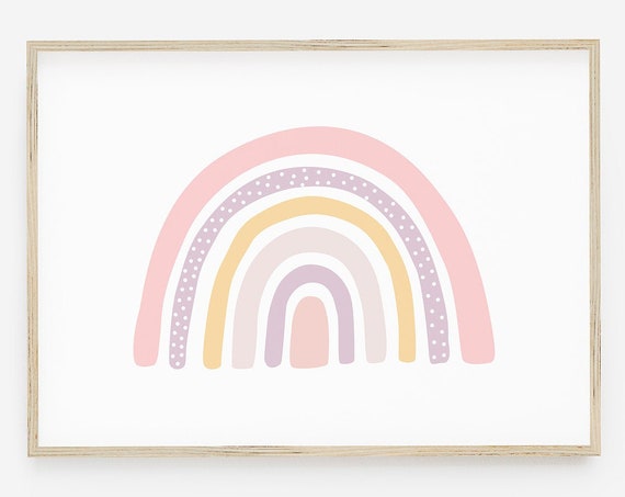Rainbow Print Instant Nursery Rainbow Girls Bedroom Decor Girls Nursery Wall Art Pink Girls Decor Baby Rainbow