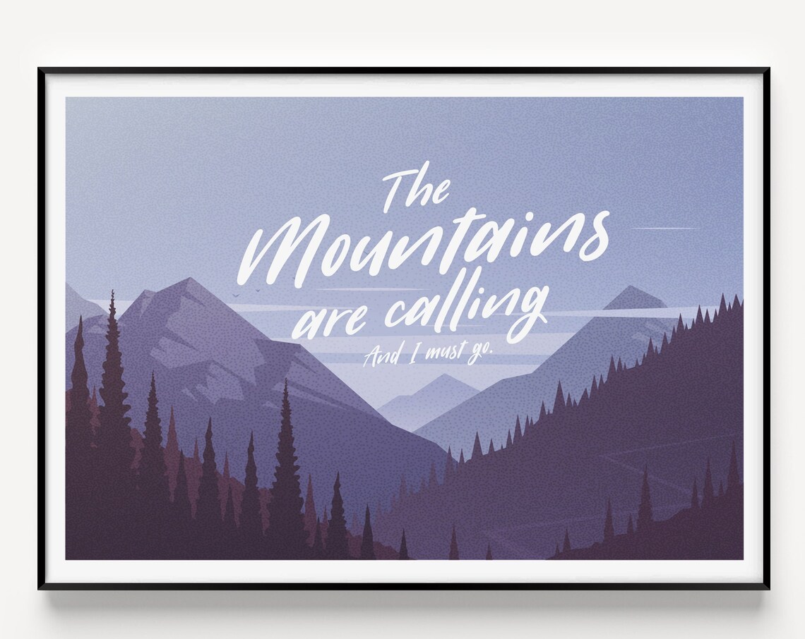 Wall Art Print Mountain Blue Minimalist Modern Prints Scandinavian