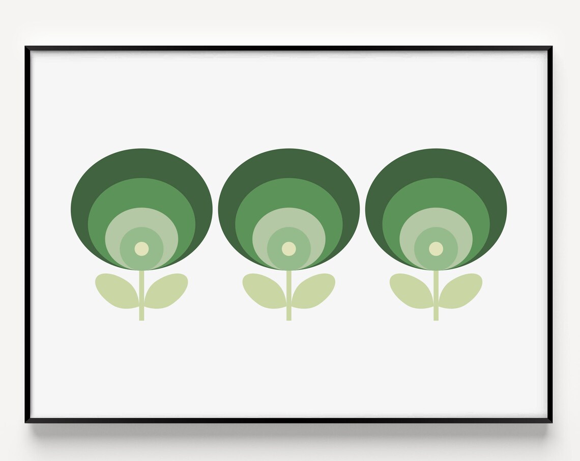 Flower Wall Art Print, Mid Century Minimalist