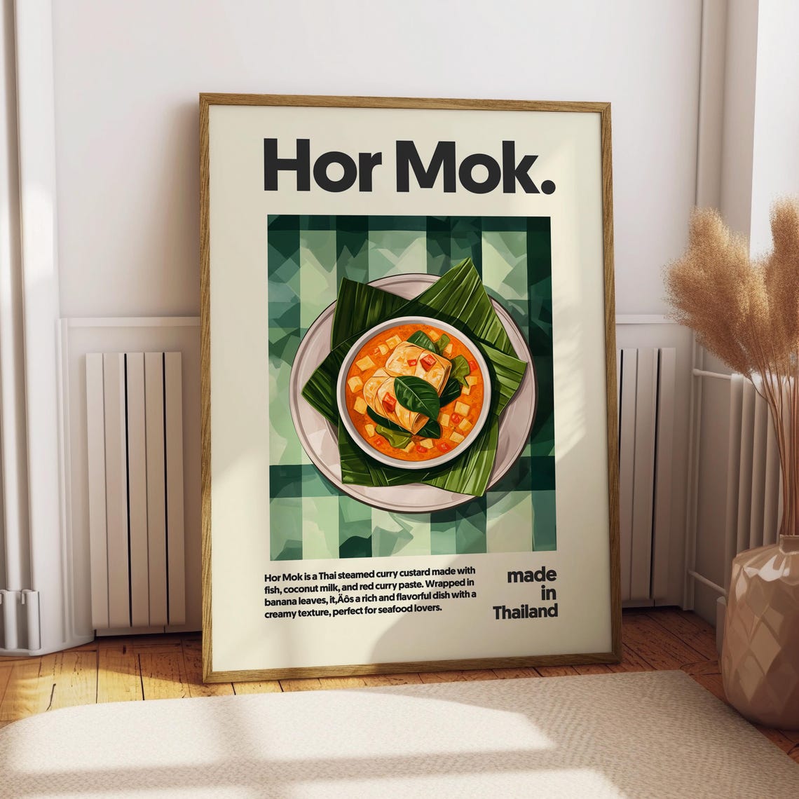 Hor Mok Thai Steamed Fish Curry in Banana Leaf Kitchen Poster