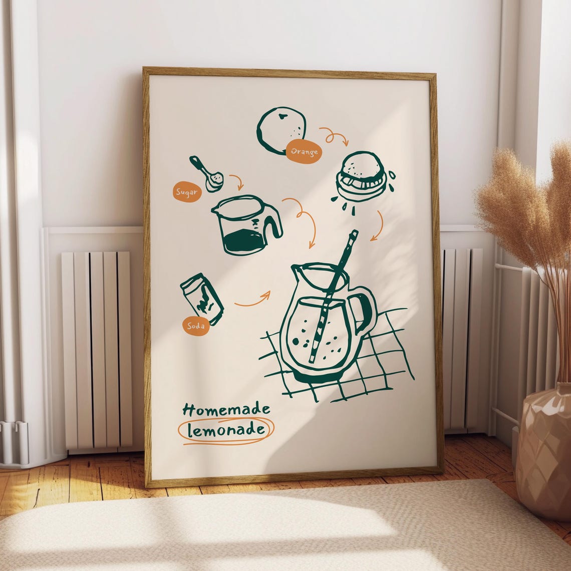 Lemonade Poster Food Kitchen Decor Print Fruit Illustration Gift For Lover Fresh Art