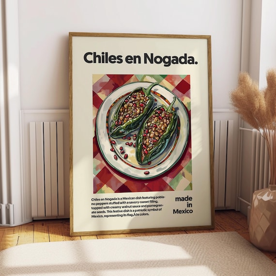 Chiles en Nogada Mexican Stuffed Peppers Bold Kitchen Food Poster