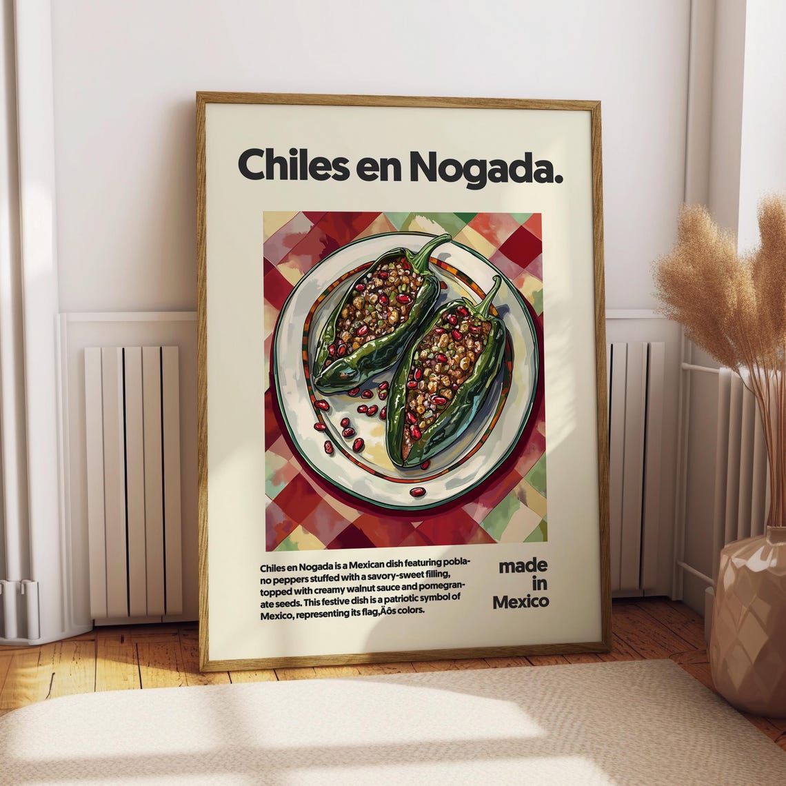 Chiles en Nogada Mexican Stuffed Peppers Bold Kitchen Food Poster