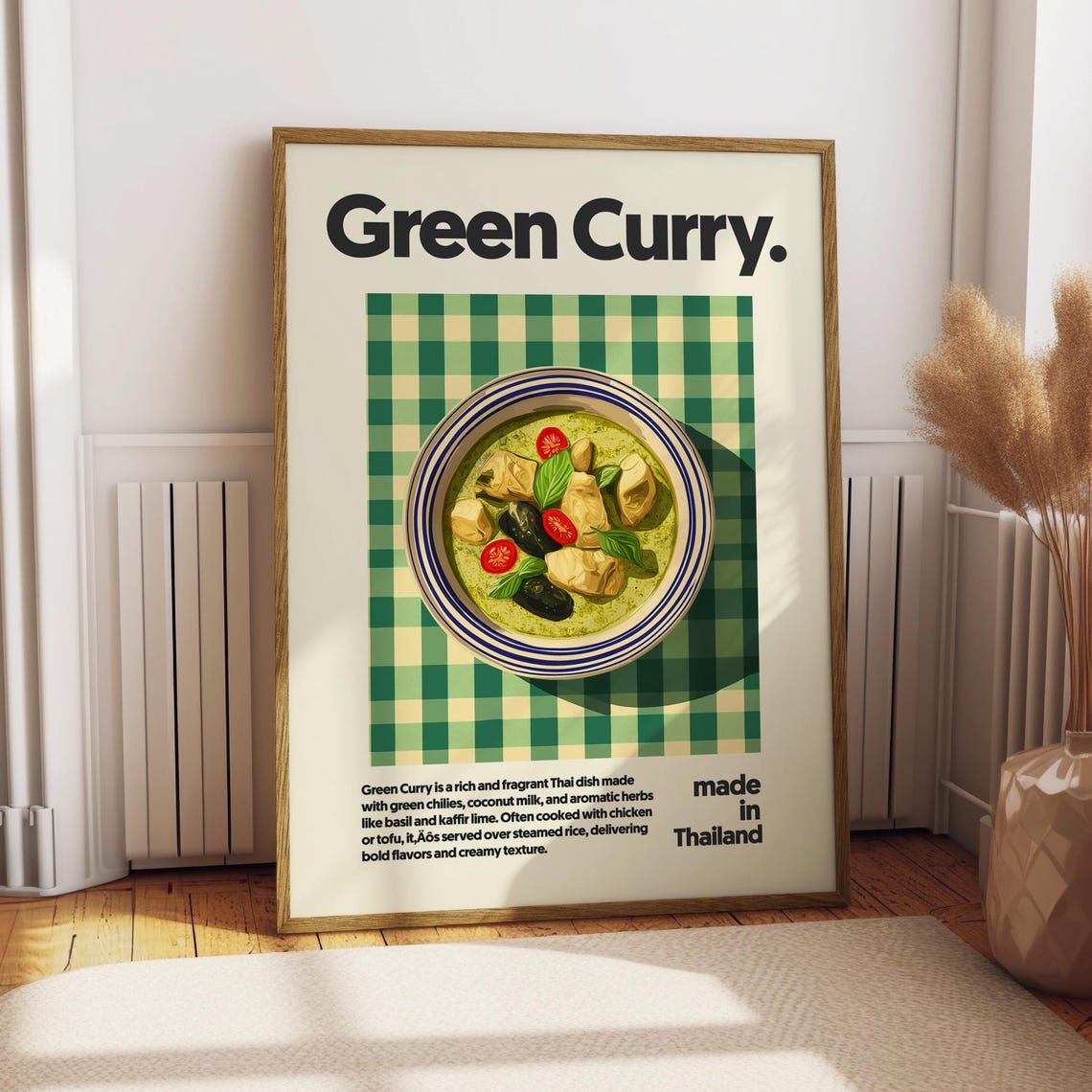 Green Curry Thai Coconut Chicken Curry Food Kitchen Wall Poster