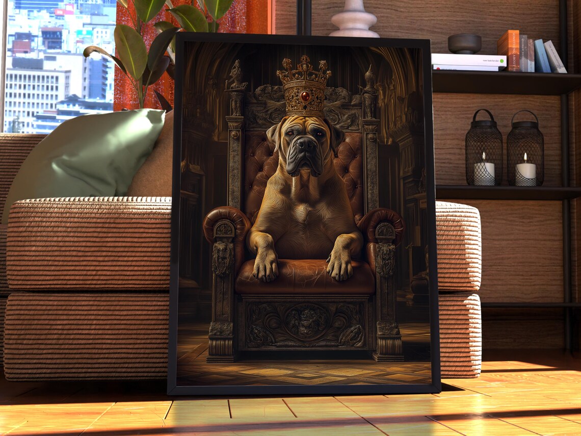 English Mastiff Royal Portrait Poster, Custom Pet Art