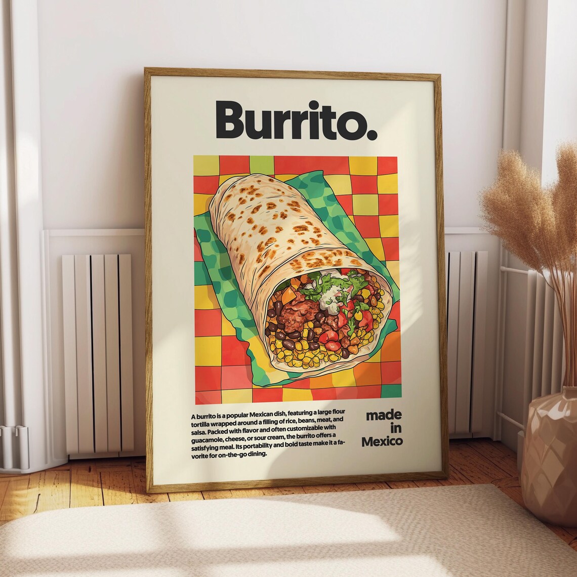 Burrito Poster, Mexican Kitchen Cuisine Art Print