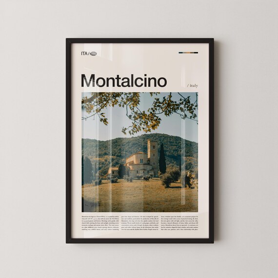 Montalcino Italy Tuscan Hill Abbey Travel Photography Poster