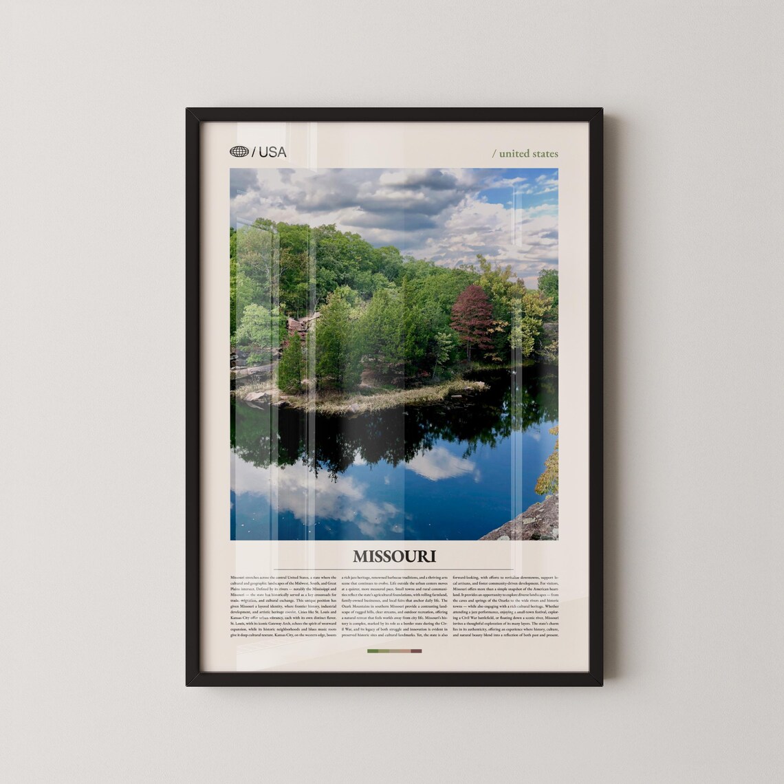 Missouri Forest Lake Reflection Photography Scenic Nature Landscape Art Poster