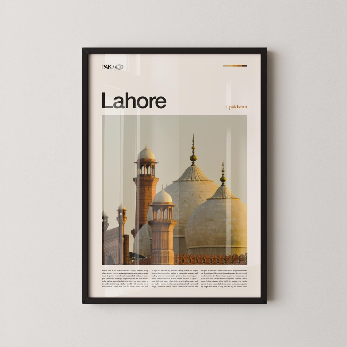 Lahore Pakistan Badshahi Mosque Domes Golden Hour Travel Poster