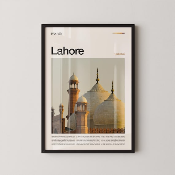 Lahore Pakistan Badshahi Mosque Domes Golden Hour Travel Poster