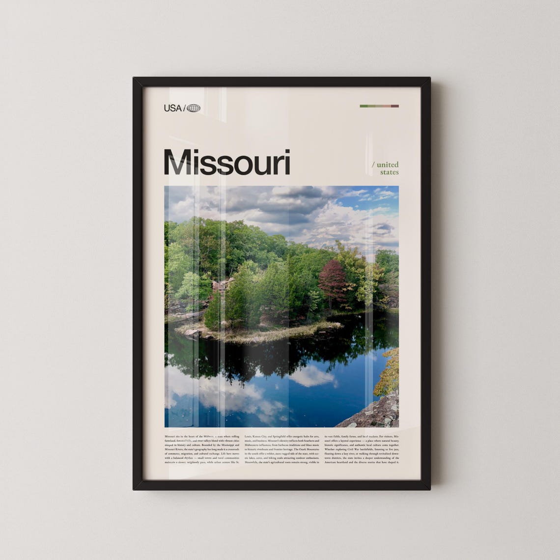 Missouri River Lake Reflection Scenic Landscape Travel Poster