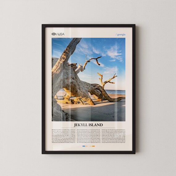 Jekyll Island Georgia Driftwood Beach Tree Golden Isles Travel Poster