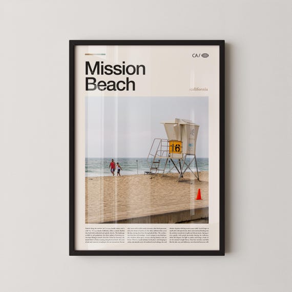 Mission Beach Print Black And White Queensland Wall Art Poster Photo Australia
