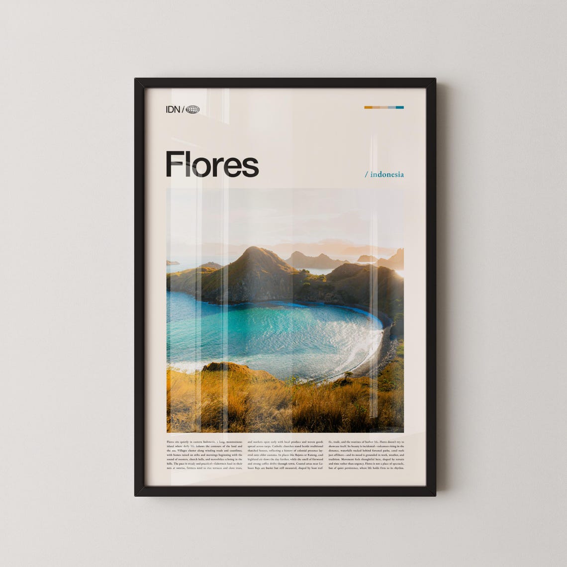 Flores Indonesia Turquoise Bay Coastal Hills Landscape Travel Poster