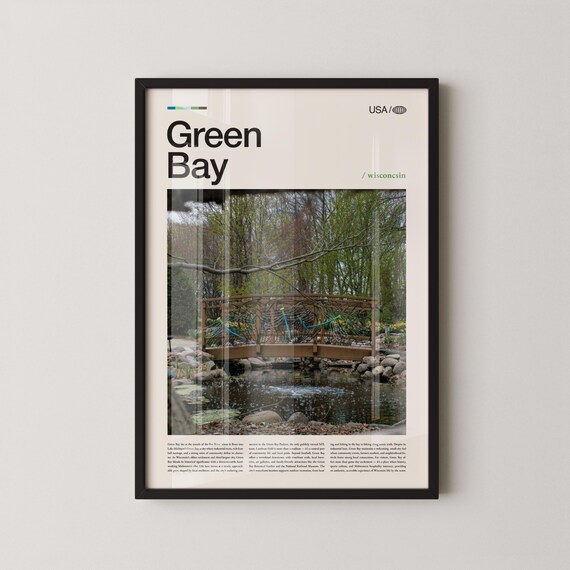 Green Bay Wisconsin Woodland Bridge Stream Photo Travel Poster