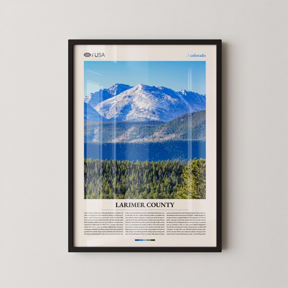 Larimer County Colorado Snowy Rocky Mountain Lake Photo Travel Poster