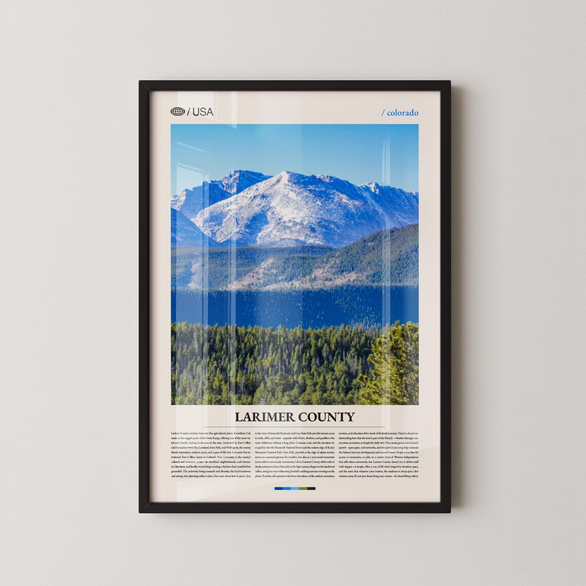 Larimer County Colorado Snowy Rocky Mountain Lake Photo Travel Poster